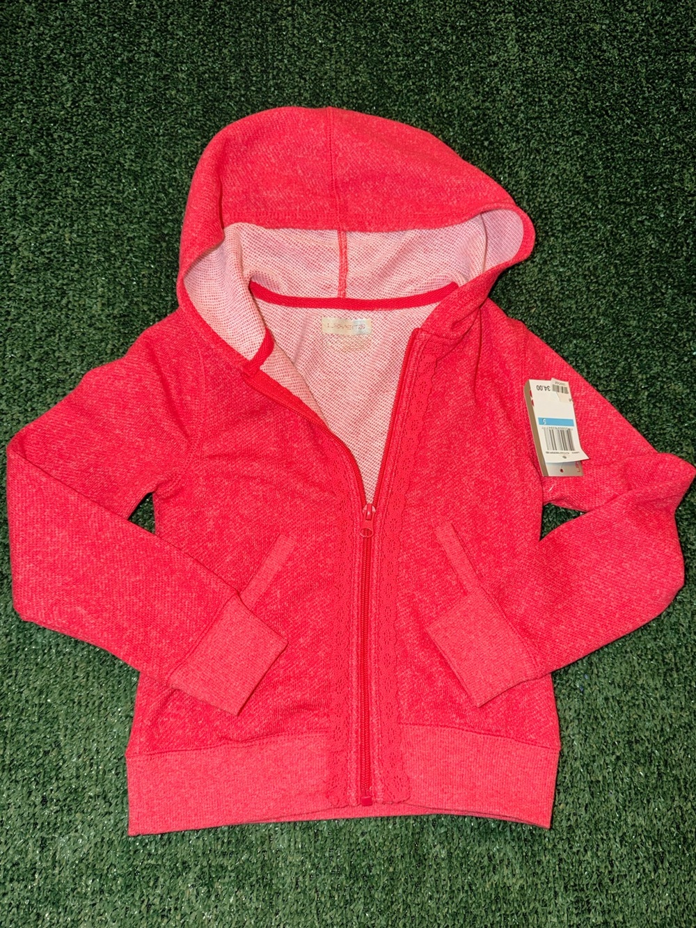 Layer 8 Kids Zip-Up Hoodie Poppy Red Twist Size 5